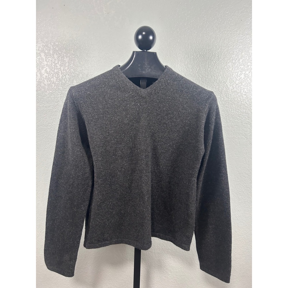 Abercrombie & Fitch Mens Preppy Charcoal 100% Lambswool V-Neck Sweater Small Y2K